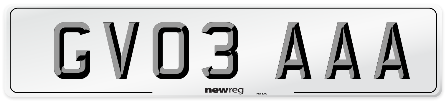 GV03 AAA Number Plate from New Reg